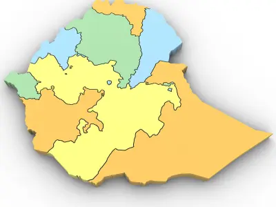 Political Map of Ethiopia 3D model