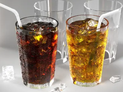 Glass with liquid and droplets 3D model