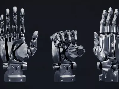 Robotic Hand Rigged Low-poly 3D model