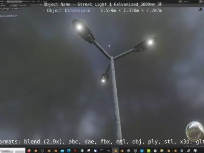Street Light 1 Galvanized 6000mm 3F Low-poly 3D model