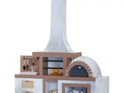 Brick barbecue 01 3D model