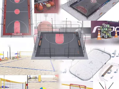Sports playgrounds 3D Model Pack