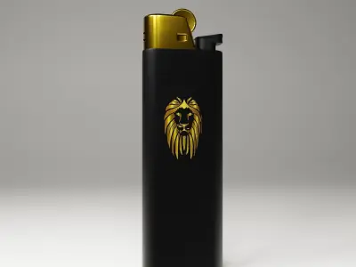 Lighter with gold lion 3D model
