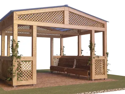 Bungalow gazebo plans free woodworking plans and projects Low-poly 3D model