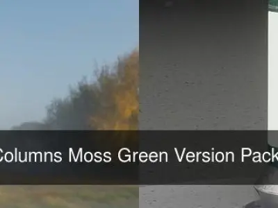 Low-Poly Light Columns Moss Green Version Package