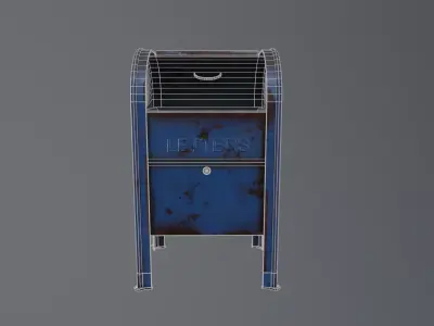 Rusted Street Mail Box Low-poly 3D model