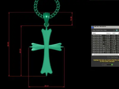 Light Gold 18K Cross Pendant 1CP045 3D print model