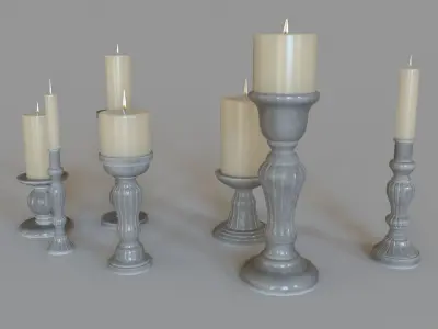 vintage candle colletion 3D model