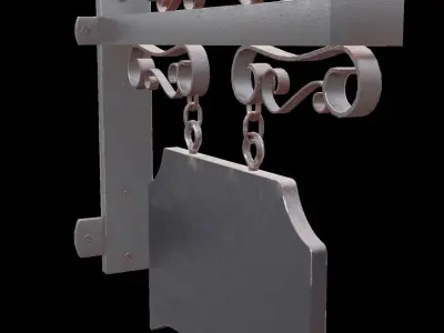 Signboard 4 metal sign hanging on wall Low-poly 3D model