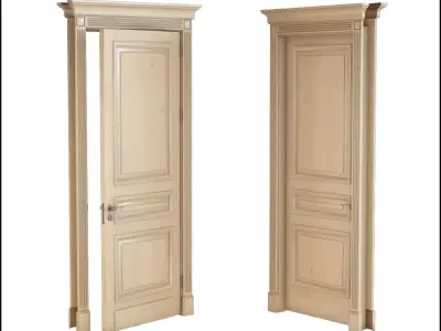 Hight classic single wood door 3D model