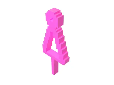 Voxel Style Girl Symbol v1 002 Low-poly 3D model