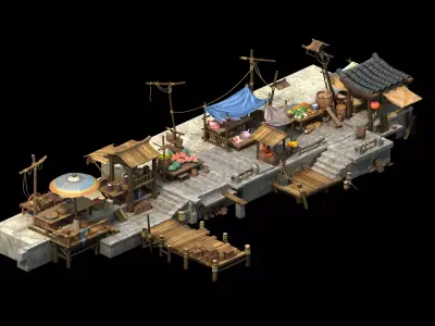 Peach Blossom Island - Marina - Commercial Port 3D model