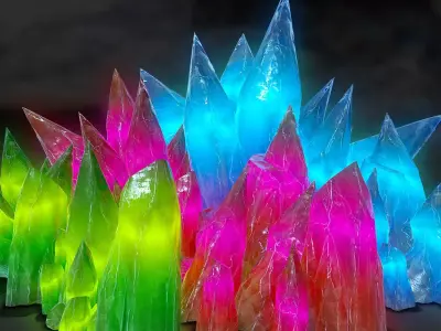 3D GLOWING CRYSTAL STONES Game Ready Low-poly 3D model