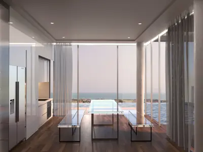 Home pool Villa Low-poly 3D model