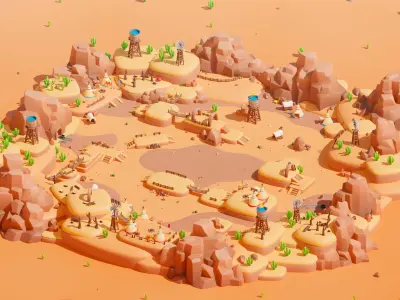 Western Low-poly 3D model