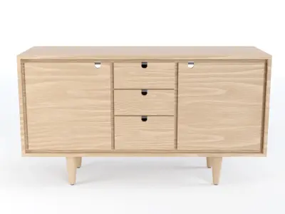 Solid Oak Bathroom Vanity - Cabinet Low-poly  3D model