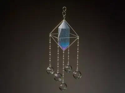 Crystal Suncatcher Wind Chime - Hanging Prism Decor 3D model