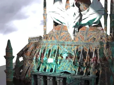 Grand Sci-Fi Warrior Monks Temple 3D model