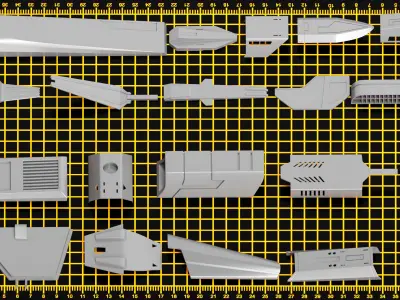 300 Details Hard Surface -Sci-Fi KITBASH  3D model