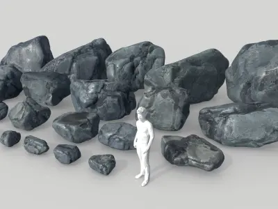 Low poly Simple Boulder Rock 230420 Low-poly 3D model
