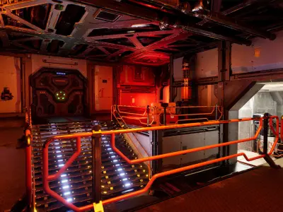 Sci-fi Modular Interior Space Station - Unity and Unreal Low-poly 3D model