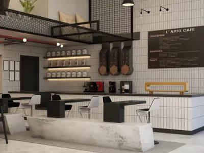 Coffee Shop 3D Industrial Style 3D model