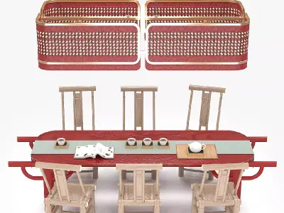 PALANQUIN TABLE SET Low-poly 3D model