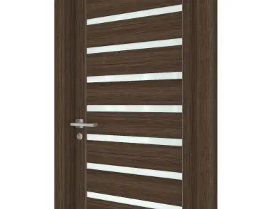 Door-054 wooden door with glass panels 3D model