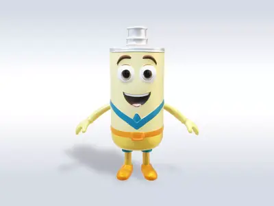 3D Cartoon character t pose flask back to school  3D model