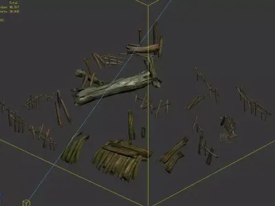 Field - riverside wood pile 3D model