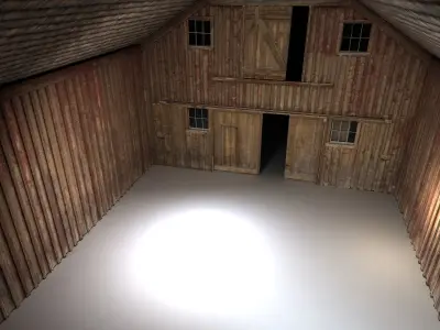 Old Red Barn Interior Low-poly 3D model