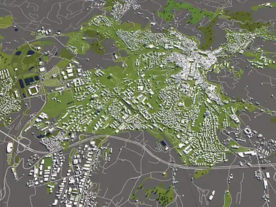 Perugia Italy 50x50km City Map 3D Model 3D model