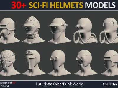 30 SCI-FI HELMET MODELS  VOL9 Low-poly 3D model