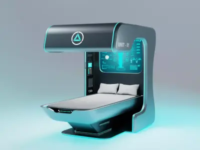 Sci-Fi Bed Low-poly 3D model