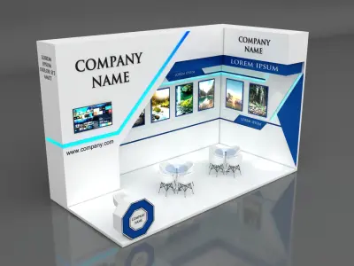 Booth Exhibition Stand Stall 4x8m Height 500 cm 2 Side Open 3D model