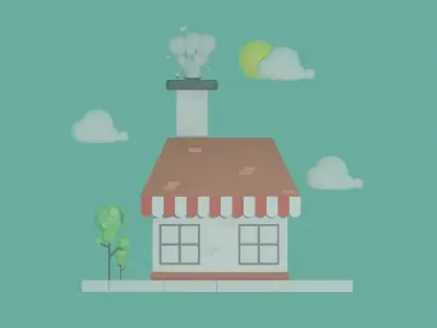 Lowpoly Market house Low-poly 3D model