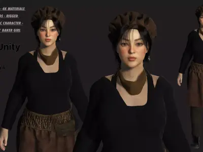 AAA 3D REALISTIC CHARACTER - WORKER  BAKER GIRL SHOPKEEPER Low-poly 3D model