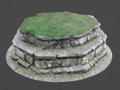 Stone Seat - Rustic 3D Photo-scan Low-poly 3D model