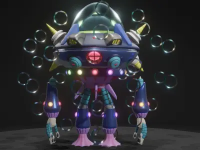 Gigabolt-Man-O-War spaceship with lights 3D model