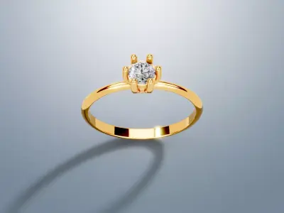 6 Prong Solitaire Ring 3D print model