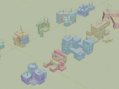 Sci-Fi Buildings Pack Low-poly 3D model