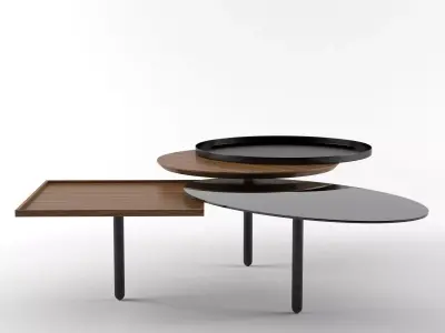 3 Table coffee with three trays 3D model