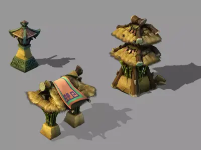 Xiqiao City - Gate - Bamboo Tower 3D model