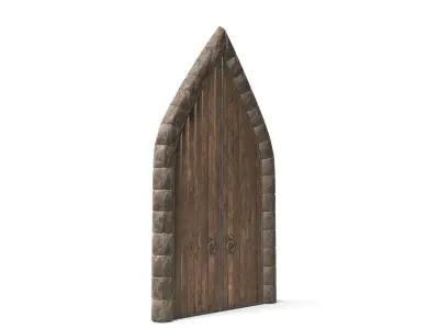 Medieval Wooden Door Pointy Arch Low-poly 3D model