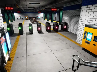 Modular SubwayStation Model Set Low-poly 3D model