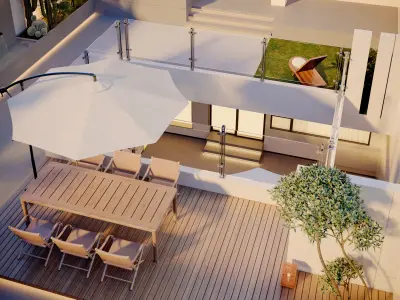 Modern villa garden  courtyard  living roomcr 3D model