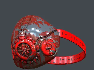 Gas mask helmet 3d model scifi Low-poly  Low-poly 3D model