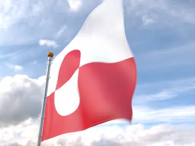 Flag Greenland animated loop 3D model