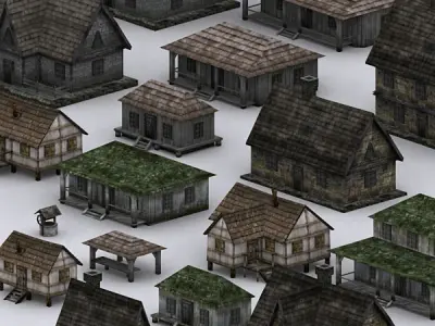 3DRT - Medieval Houses Pack  Low-poly 3D model
