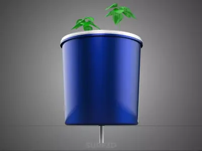 CUTAWAY DUAL PLANT BUCKET INDOOR GARDENING POT GROW CULTIVATION 3D model